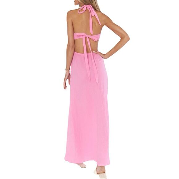 NWT Show Me Your MuMu Marisol Maxi Dress in Bubblegum Gauze Size XS Retail $198 - Picture 4 of 9